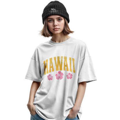 Hawaii Varsity Pink Hibiscus Tee - Military Green view
