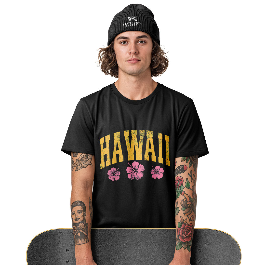 Hawaii Varsity Pink Hibiscus Tee - Navy view