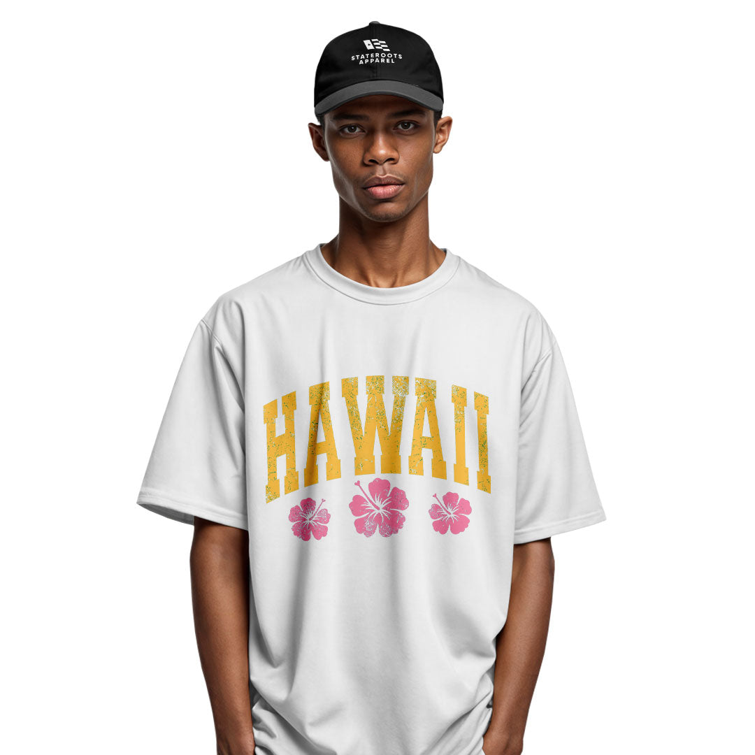 Hawaii Varsity Pink Hibiscus Tee - Sport Grey view