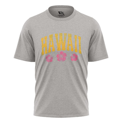 Hawaii Varsity Pink Hibiscus Tee - Sport Grey flatlay