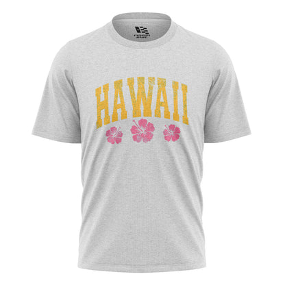Hawaii Varsity Pink Hibiscus Tee - White flatlay