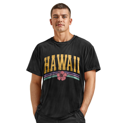 Hawaii Varsity Rainbow Hibiscus Tee - Charcoal view
