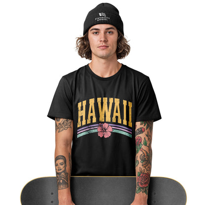 Hawaii Varsity Rainbow Hibiscus Tee - Navy view