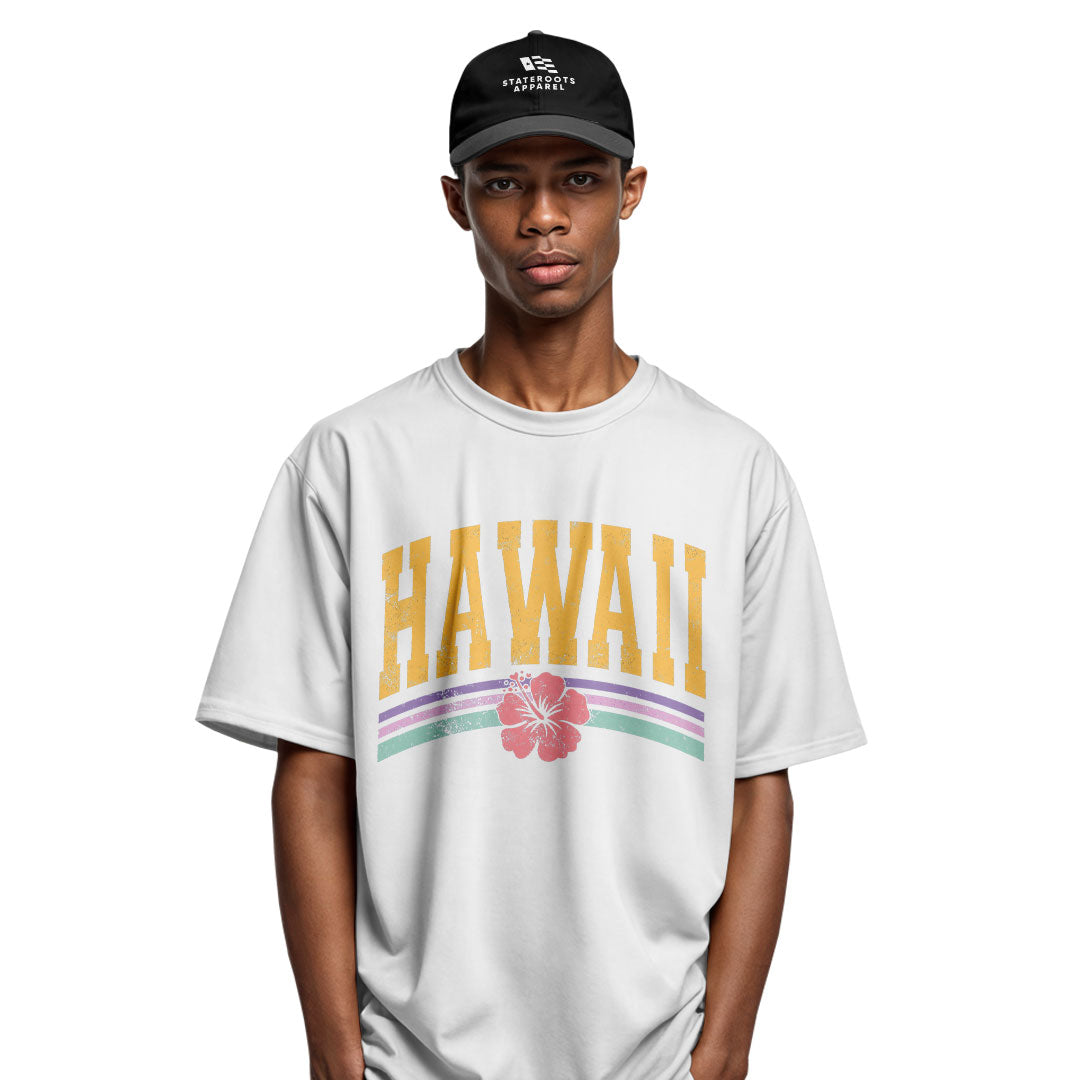Hawaii Varsity Rainbow Hibiscus Tee - Sport Grey view