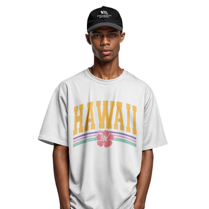Hawaii Varsity Rainbow Hibiscus Tee - Sport Grey view