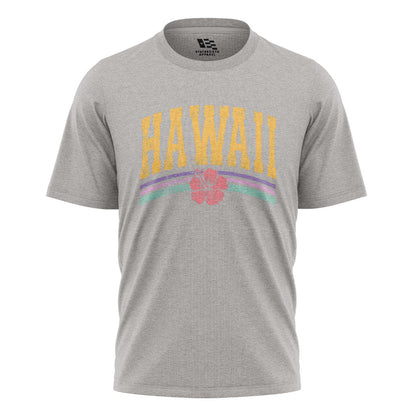 Hawaii Varsity Rainbow Hibiscus Tee - Sport Grey flatlay