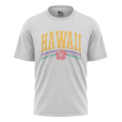 Hawaii Varsity Rainbow Hibiscus Tee - White flatlay
