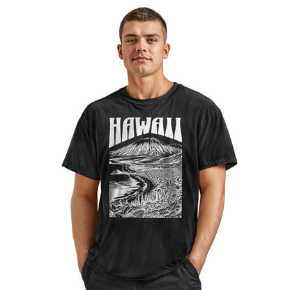 Hawaii Volcano City Line Art Tee - Charcoal view
