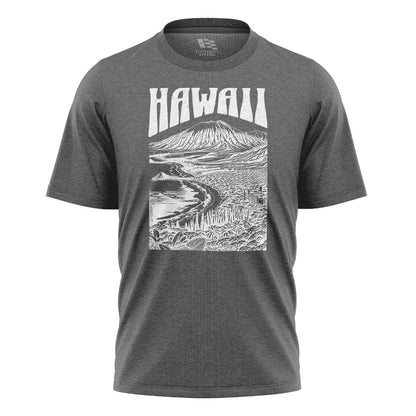 Hawaii Volcano City Line Art Tee - Charcoal flatlay