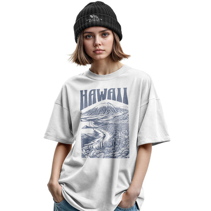 Hawaii Volcano City Line Art Tee - Military Green view