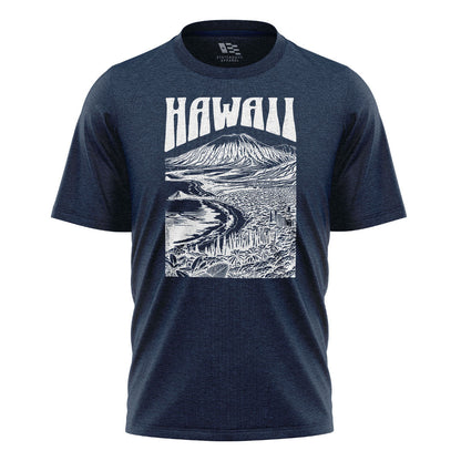 Hawaii Volcano City Line Art Tee - Navy flatlay