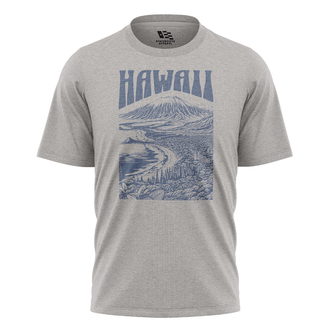 Hawaii Volcano City Line Art Tee - Sport Grey flatlay