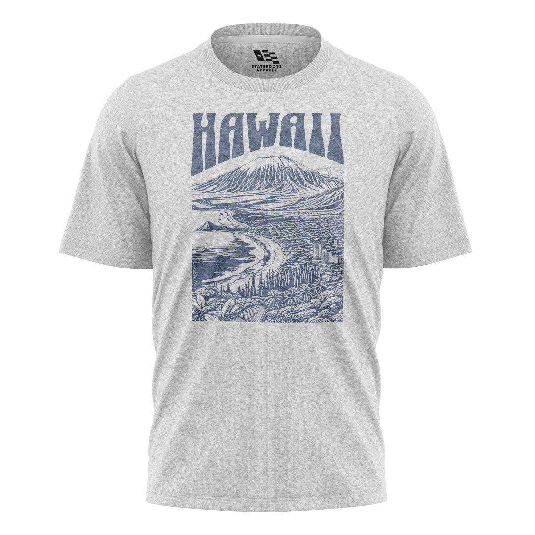Hawaii Volcano City Line Art Tee - White flatlay