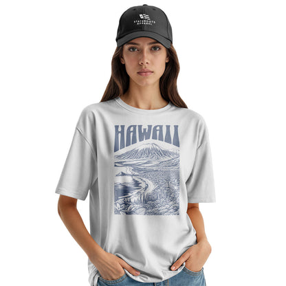 Hawaii Volcano City Line Art Tee - White view