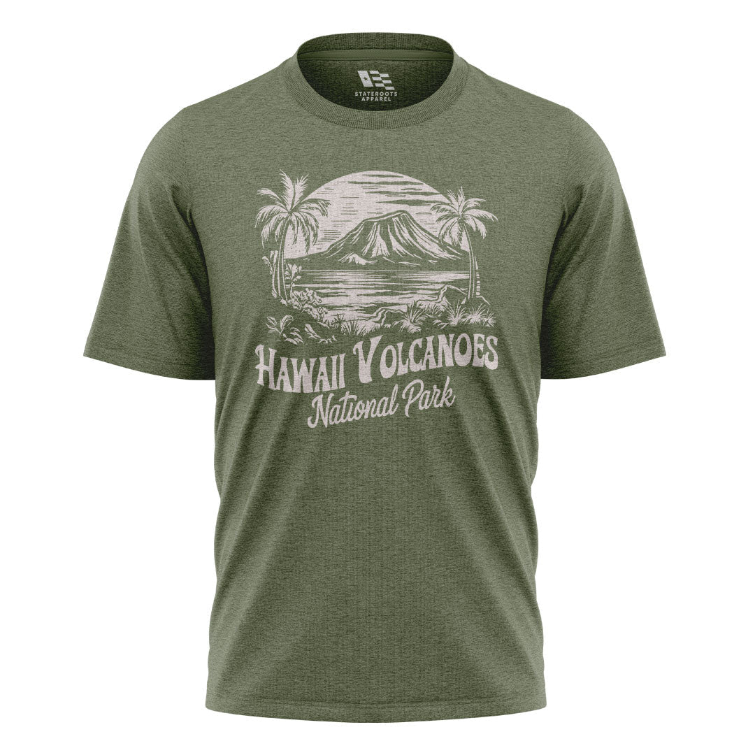 Hawaii Volcanoes National Park Tee - Military Green flatlay