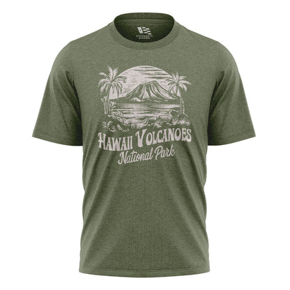 Hawaii Volcanoes National Park Tee - Military Green flatlay