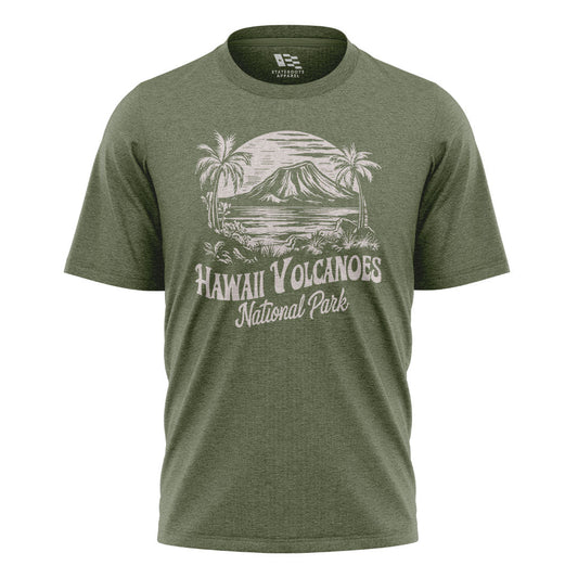 Hawaii Volcanoes National Park Tee - Military Green flatlay