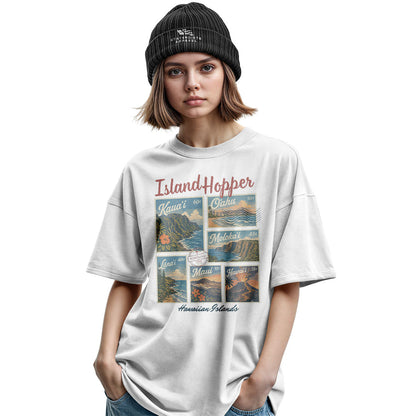 Hawaiian Islands Island Hopper Stamps Tee - Military Green view