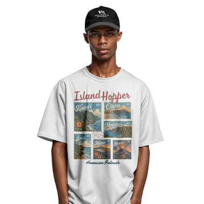 Hawaiian Islands Island Hopper Stamps Tee - Sport Grey view