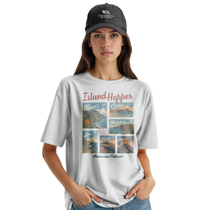 Hawaiian Islands Island Hopper Stamps Tee - White view