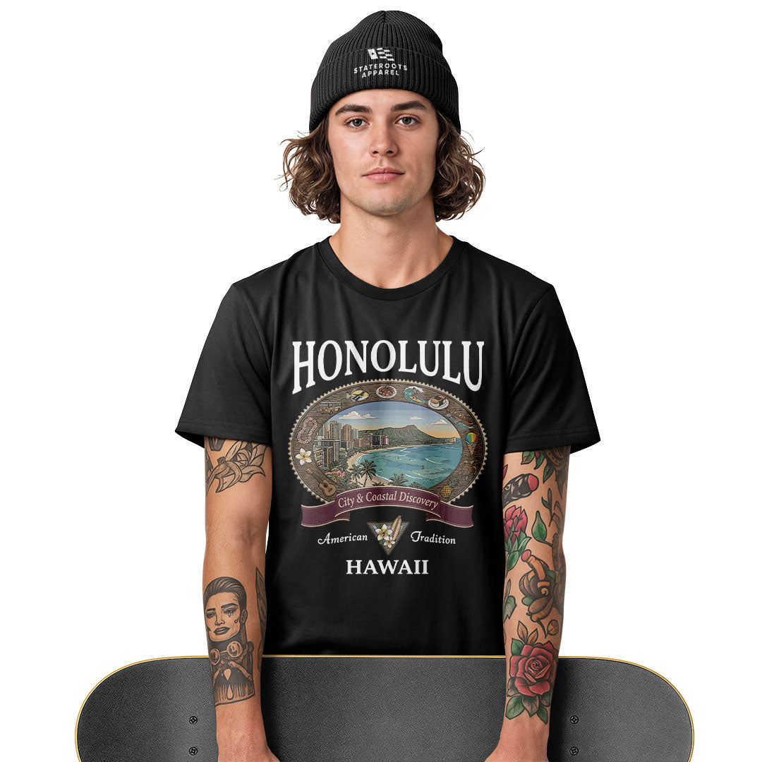 Honolulu City Coastal Discovery Tee - Navy view