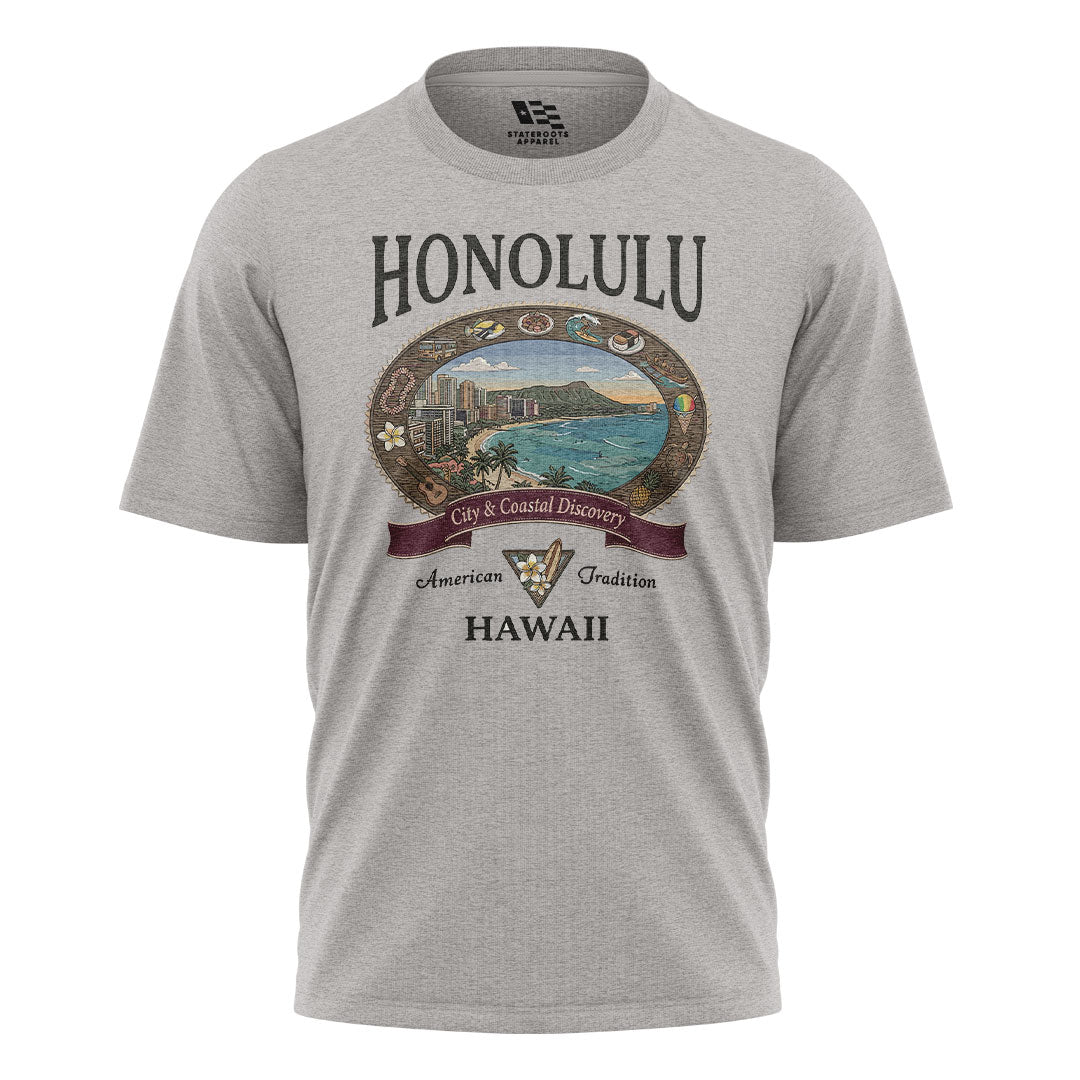 Honolulu City Coastal Discovery Tee - Sport Grey flatlay