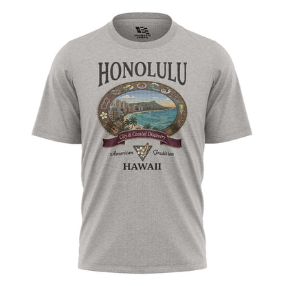 Honolulu City Coastal Discovery Tee - Sport Grey flatlay