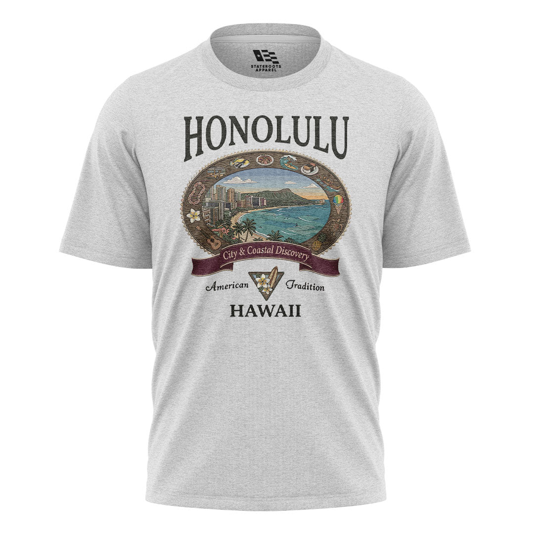 Honolulu City Coastal Discovery Tee - White flatlay