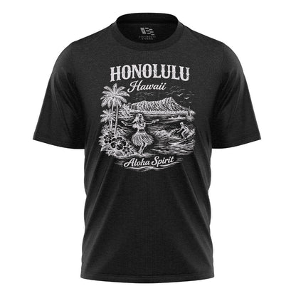 Honolulu Hawaii Aloha Spirit Tee - Black flatlay