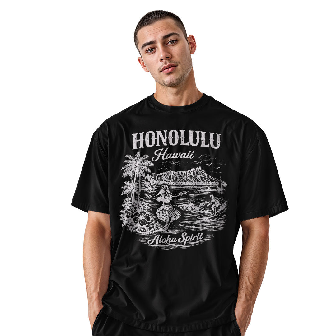Honolulu Hawaii Aloha Spirit Tee - Black view