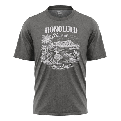 Honolulu Hawaii Aloha Spirit Tee - Charcoal flatlay