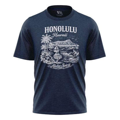 Honolulu Hawaii Aloha Spirit Tee - Navy flatlay