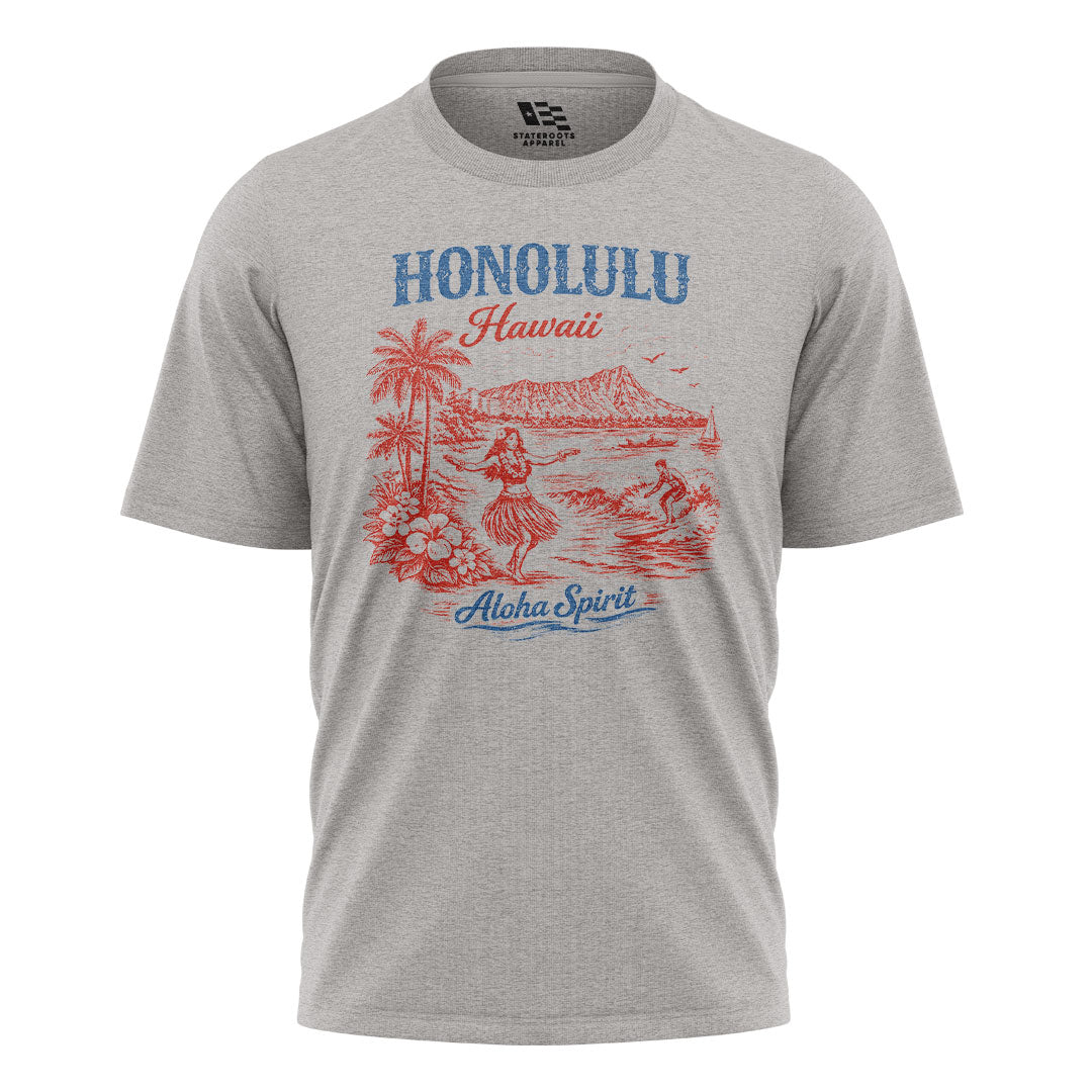 Honolulu Hawaii Aloha Spirit Tee - Sport Grey flatlay