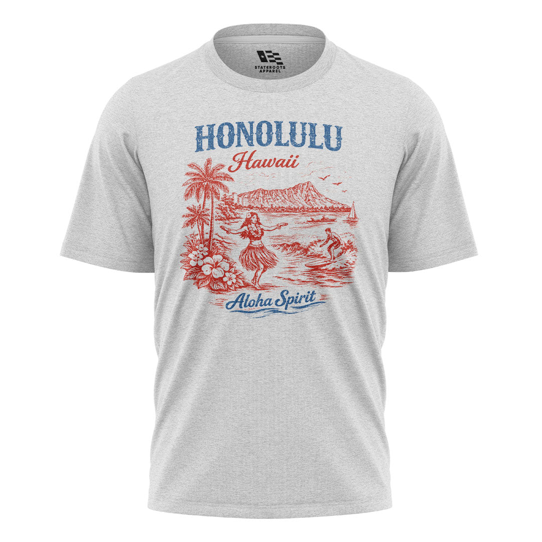 Honolulu Hawaii Aloha Spirit Tee - White flatlay