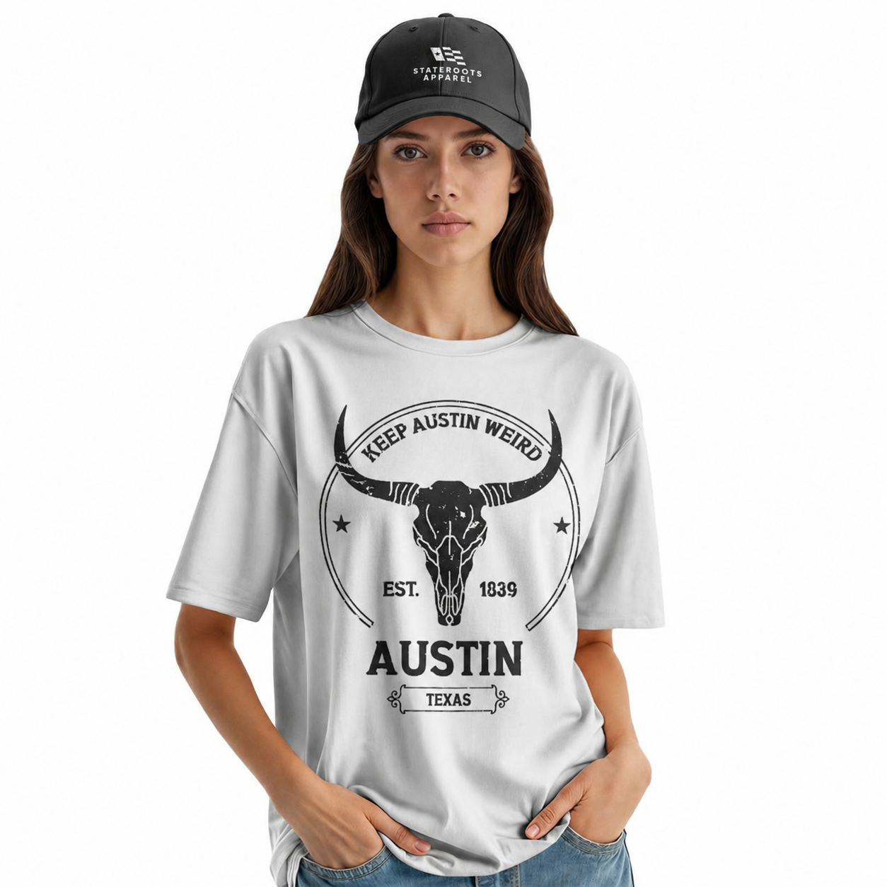 Keep Austin Weird T-Shirt | Vintage Longhorn Skull Austin Texas Souvenir Tee