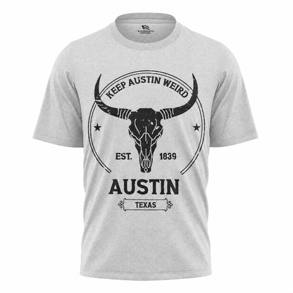 Keep Austin Weird T-Shirt | Vintage Longhorn Skull Austin Texas Souvenir Tee