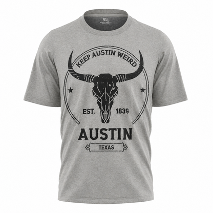 Keep Austin Weird T-Shirt | Vintage Longhorn Skull Austin Texas Souvenir Tee