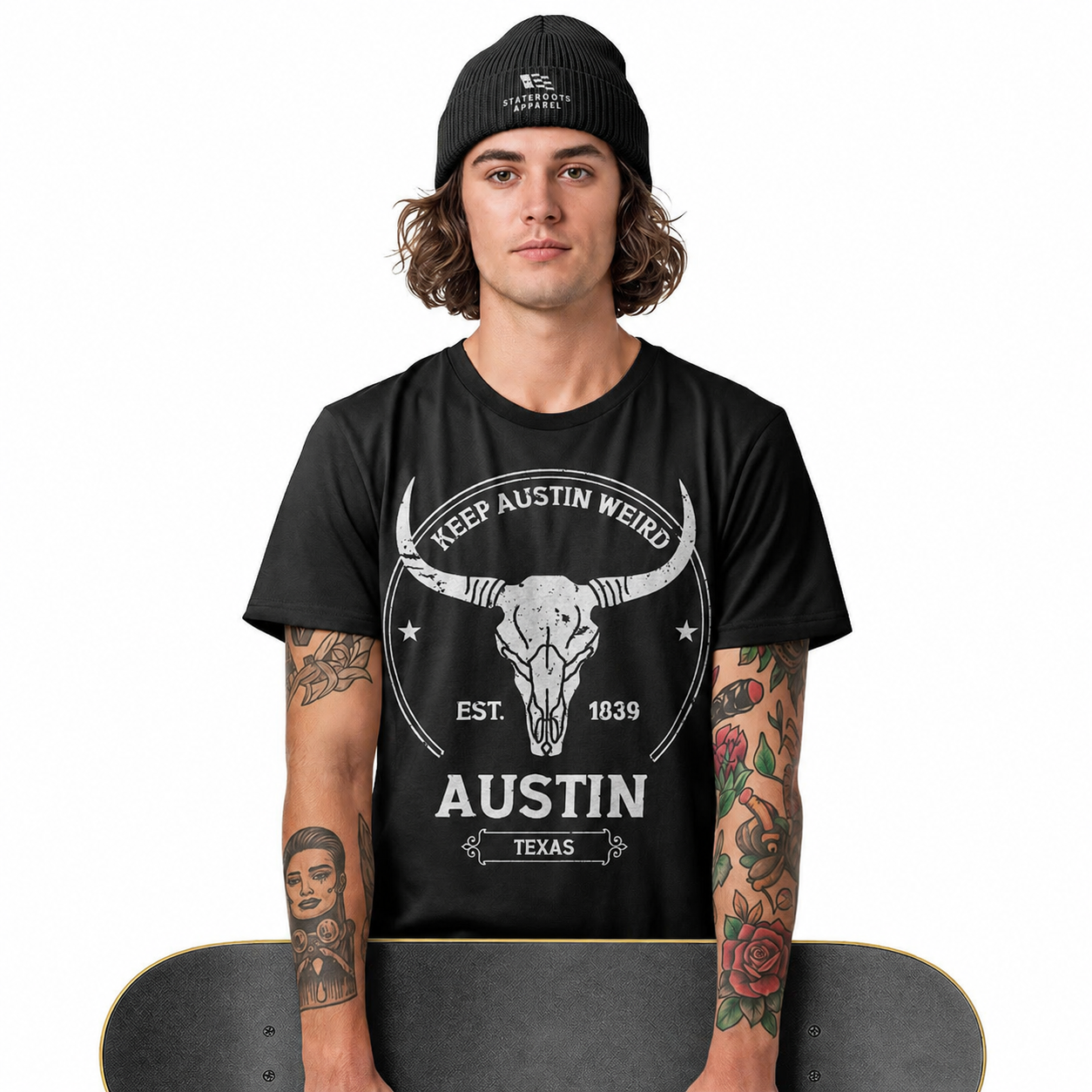 Keep Austin Weird T-Shirt | Vintage Longhorn Skull Austin Texas Souvenir Tee