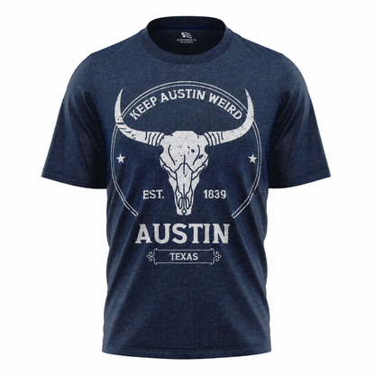 Keep Austin Weird T-Shirt | Vintage Longhorn Skull Austin Texas Souvenir Tee