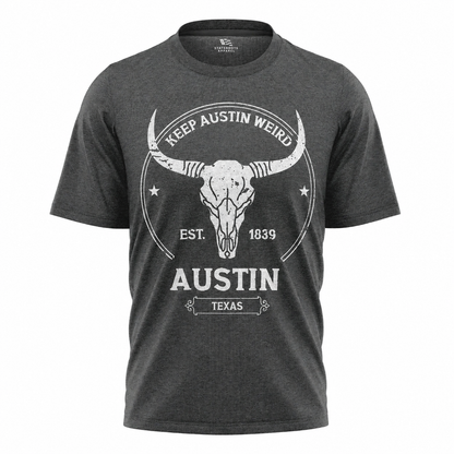 Keep Austin Weird T-Shirt | Vintage Longhorn Skull Austin Texas Souvenir Tee
