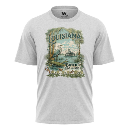 Louisiana Bayou Adventures T-Shirt | Cajun Heron Tee - White #1