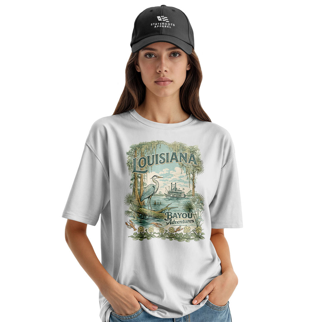 Louisiana Bayou Adventures T-Shirt | Cajun Heron Tee - White #2