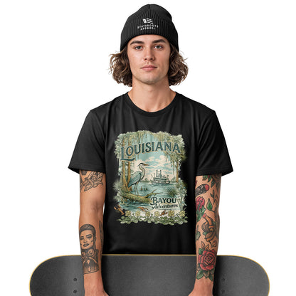 Louisiana Bayou Adventures T-Shirt | Cajun Heron Tee - White #3