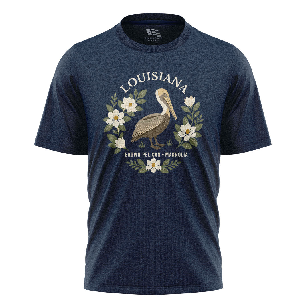 Louisiana Brown Pelican Magnolia T-Shirt | Bird Tee - Navy #1