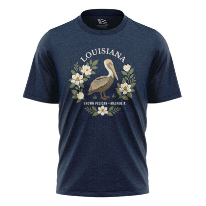 Louisiana Brown Pelican Magnolia T-Shirt | Bird Tee - Navy #1
