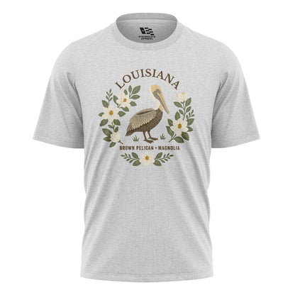 Louisiana Brown Pelican Magnolia T-Shirt | Bird Tee - White #1