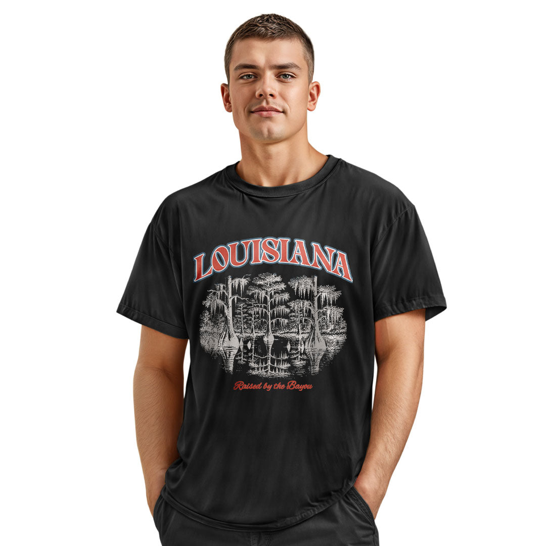 Louisiana Cypress Swamp T-Shirt | Reflection Bayou Tee - Navy #2