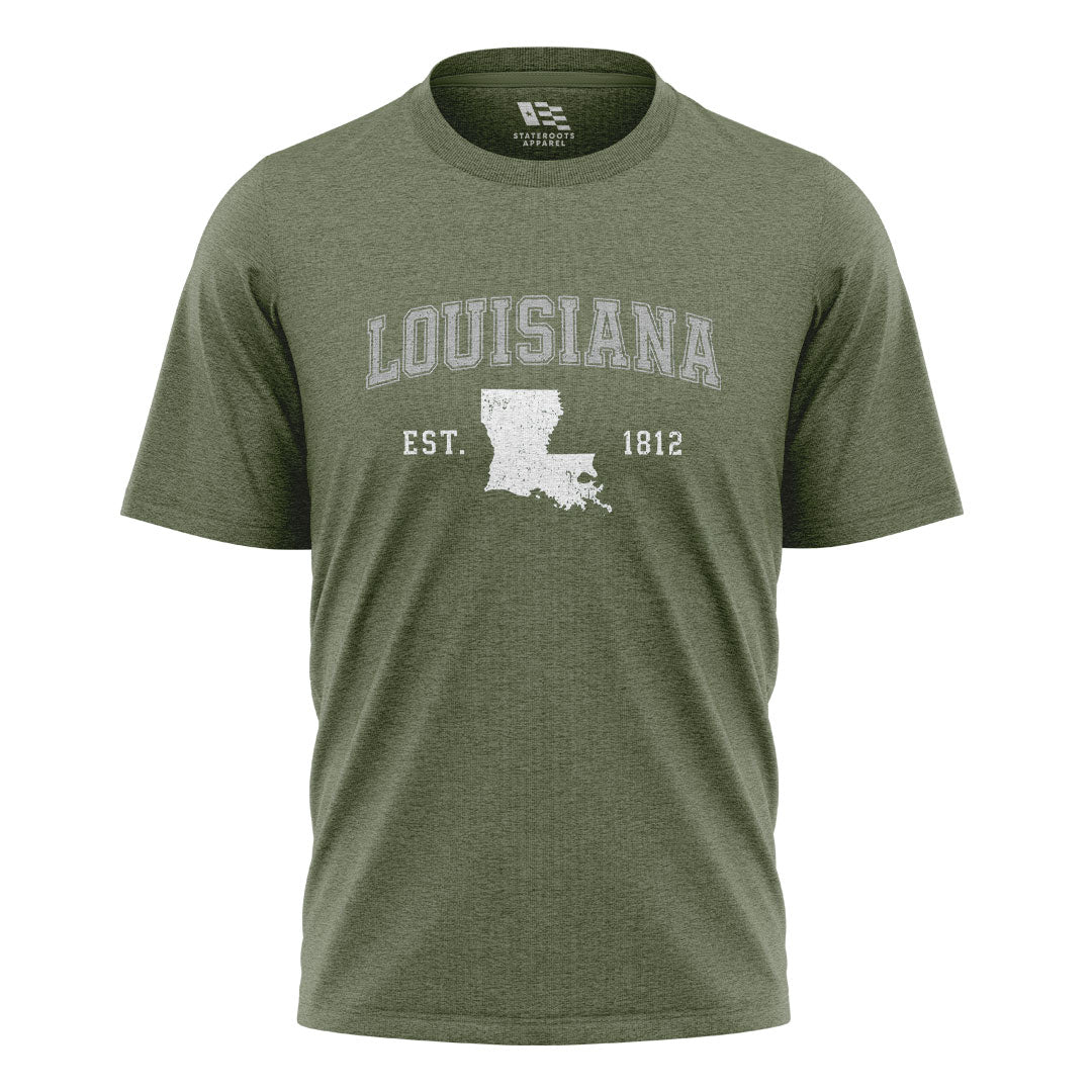 Louisiana Est 1812 Collegiate T-Shirt | Varsity Tee - Military Green #1