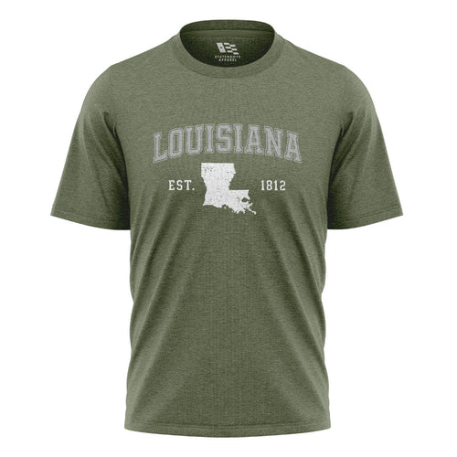 Louisiana Est 1812 Collegiate T-Shirt | Varsity Tee - Military Green #1