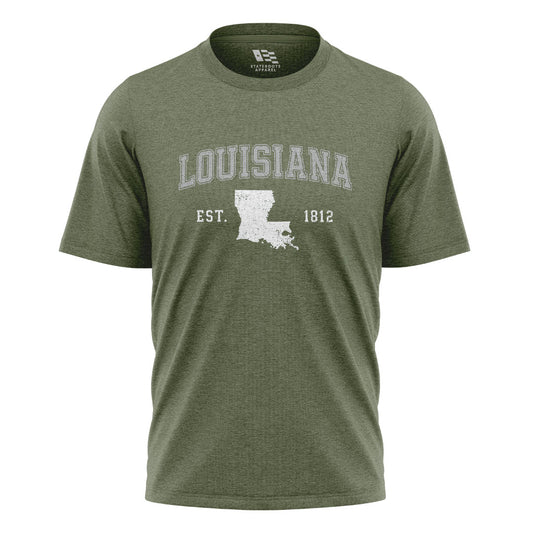 Louisiana Est 1812 Collegiate T-Shirt | Varsity Tee - Military Green #1